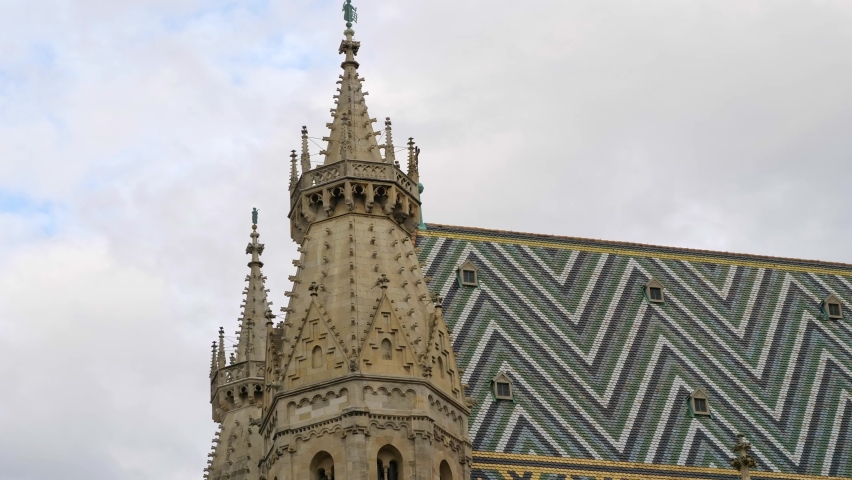 cityscape from St Stephen Cathedral, or St Stephansdom Church in Old city center in Vienna. Panoramic vienna cityscape. Travel, landmarks and tourist attraction
