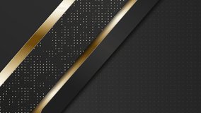 Black and golden abstract tech geometric rounded rectangles motion background. Seamless looping. Video animation 4K 4096x2160