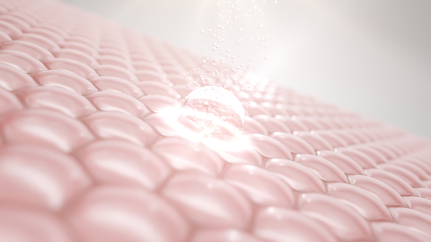 Animation skin collagen through the skin layer and reduce up saggy skin of the skin cell.Serum and vitamin drop to cells. 3d rendering. | Shutterstock HD Video #1092216189