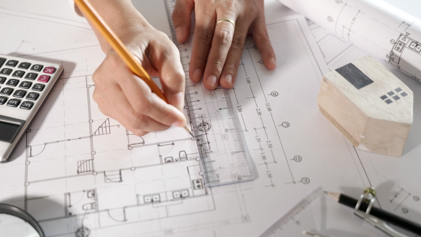 Using ruler to draw sofa/interior design on floor map Building ...