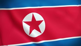 4K National Animated Sign of North Korea, Animated North Korea flag, North Korea Flag waving, The national flag of North Korea animated.