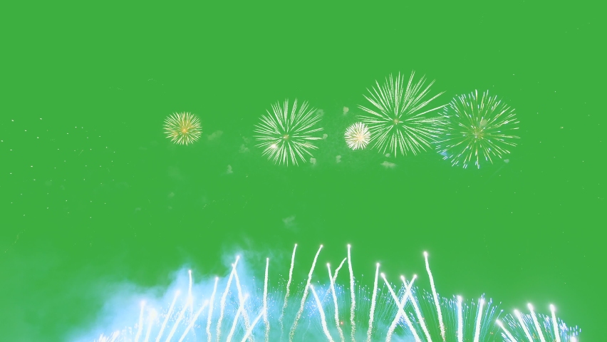 Abstract Firework on green chroma key background, 4th of July independence day concept. High quality 4k chromakey video Royalty-Free Stock Footage #1092228241