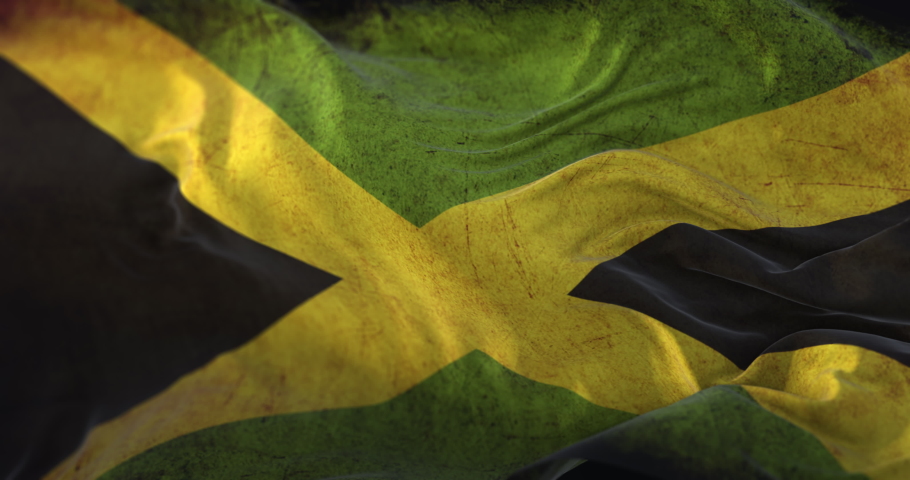 Old flag of Jamaica waving. Loop Royalty-Free Stock Footage #1092238165
