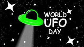 World ufo day flying saucer, art video illustration.