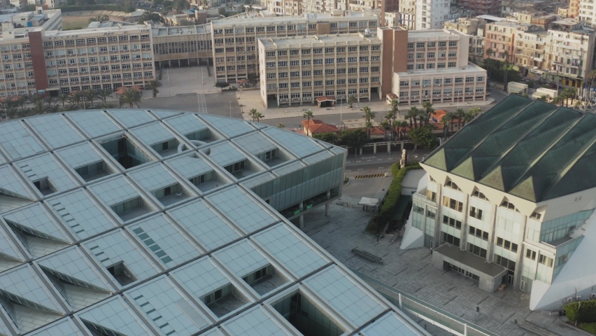 Drone footage of the Bibliotheca Alexandrina, Library of Alexandria