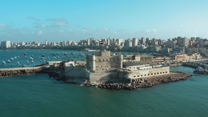 Drone footage of Qaitbay Citadel,Bey Citadel in Alexandria