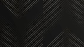 4k Abstract luxury black grey gradient backgrounds with animated golden metallic stripes. Elegant horizontal banner. Copy space. Dark backdrop 3D