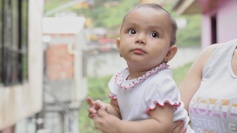 Beautiful Latina Baby Girl Brown Skin Stock Footage Video (100% Royalty