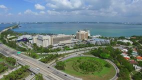 Aerial video Mount Sinai Medical Center hospital Miami Beach