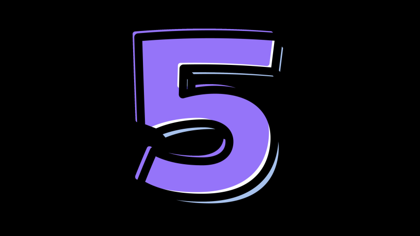 5 seconds countdown in transparent background 