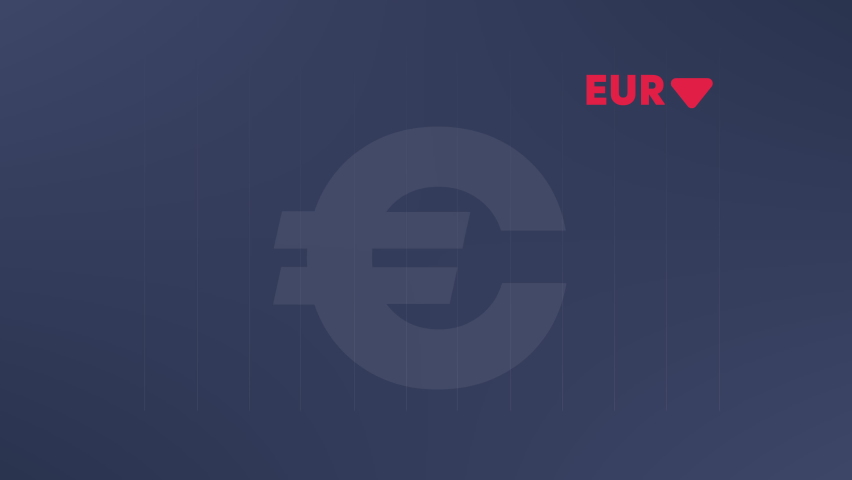 Falling euro exchange graphic. Eurozone inflation chart. Concept reducing investment in European countries. Flat design animation. High quality 4k footage Royalty-Free Stock Footage #1092274419