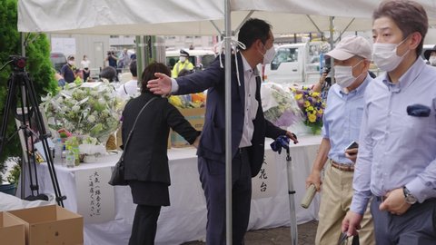 Nara , Japan - 07 09 2022: The Day After Shinzo Abe Assassinated in Japan, Japanese People Pay Respects