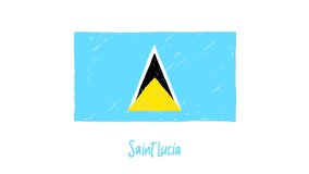 Saint Lucia National Country Flag Marker or Pencil Sketch Illustration Video