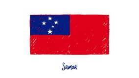 Samoa National Country Flag Marker or Pencil Sketch Illustration Video