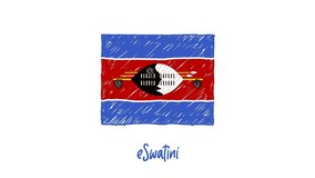 Eswatini National Country Flag Marker or Pencil Sketch Illustration Video