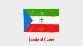 Equatorial Guinea National Country Flag Marker or Pencil Sketch Illustration Video