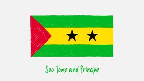 Sao Tome and Principe National Country Flag Marker or Pencil Sketch Illustration Video