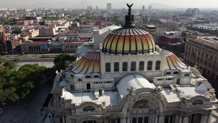 An aerial view of the Palace of fine arts in Mexico city. An amazing architecture