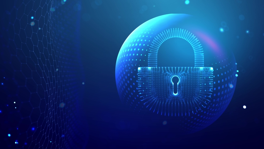 Coputer internet cyber security background seamless loop 4k. Cyber crime illustration. digital lock background.