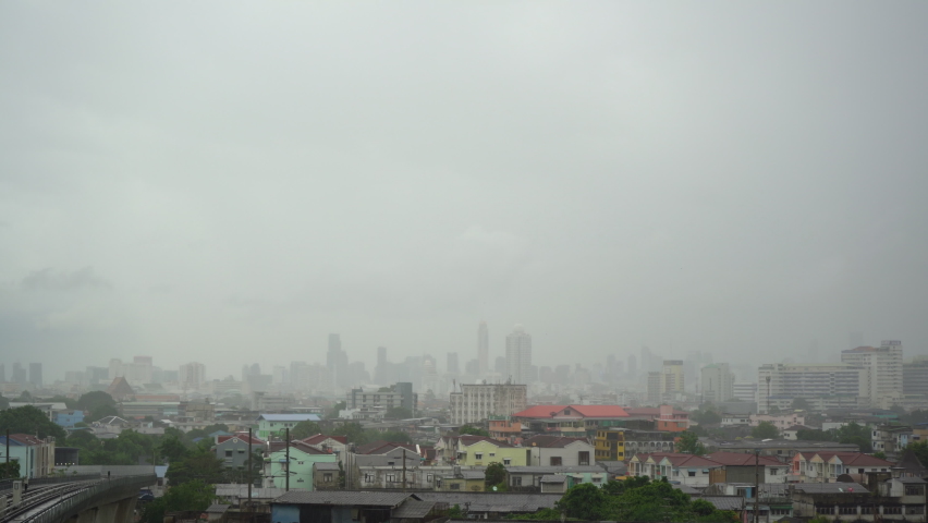 View of Bangkok, Thailand in a foggy day Royalty-Free Stock Footage #1092298355