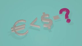 Monetary currency signs of euro and dollar in mathematical formula whose meaning is constantly changing. Concept of financial market and attempt to predict exchange rate. Graphic animation 3d. - Powered by Shutterstock - Get 15% off with code: PIKWIZARD15
