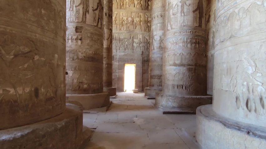 Dendera temple or Temple of Hathor. Egypt. Dendera, Denderah, is a small town in Egypt. Dendera Temple complex, one of the best-preserved temple sites from ancient Upper Egypt. Royalty-Free Stock Footage #1092305877