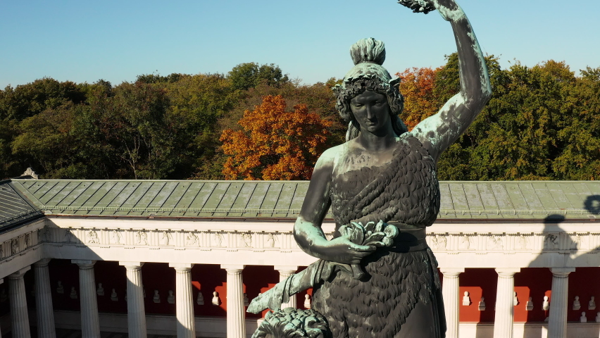 Ruhmeshalle and Bavaria Monument Statue at Oktoberfest Theresienwiese