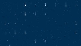 Template animation of evenly spaced gyroscooters of different sizes and opacity. Animation of transparency and size. Seamless looped 4k animation on dark blue background with stars