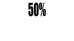 50 percent icon jumping isolated in white and green background. motion graphic. 50% off discount with animation