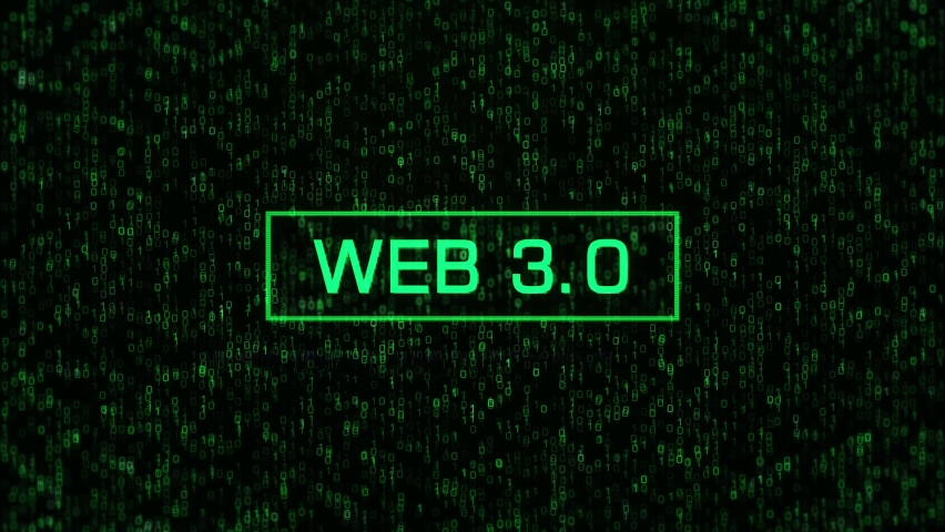 WEB 3.0 Concept Over Computer Binary Background. WEB 3 Conceptual Technology Background with Binary Code and Matrix Numbers | Shutterstock HD Video #1092322709