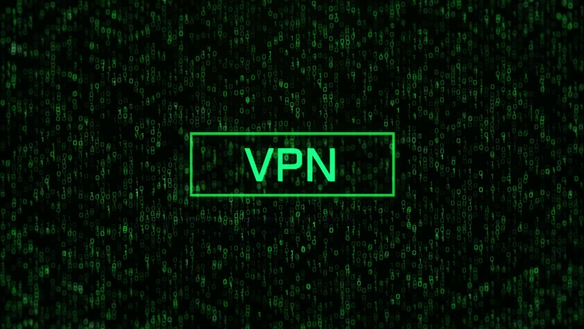 VPN Concept Over Computer Binary Background. VPN Conceptual Text Over Binary Code and Matrix Background Royalty-Free Stock Footage #1092324419