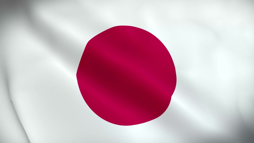 4K National Animated Sign of Japan, Animated Japan flag, Japan Flag waving, The national flag of Japan animated.
