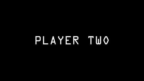 White picture of PLAYER TWO words on a black background. player selection in the game. Dynamic style footage for your project. 4K video animation for motion graphics and compositing