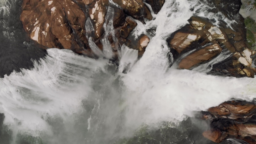 Shoshone waterfalls, Idaho. Aerial overhead view from drone