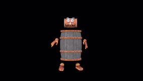 Old Wooden Barrel Loop Dance , Animation.Full HD 1920×1080. 11 Second Long.Transparent Alpha Video. LOOP.