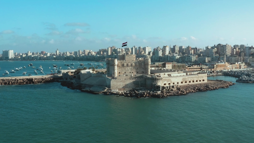 Drone footage of Qaitbay Citadel,Bey Citadel in Alexandria