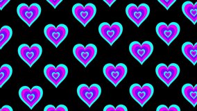 Animated Creative Neon heart pattern design Heart animation in retro vintage style Valentine's Day or Love Concept 4k Heart Design. Pink blue purple heart sticker can be used in all types of design