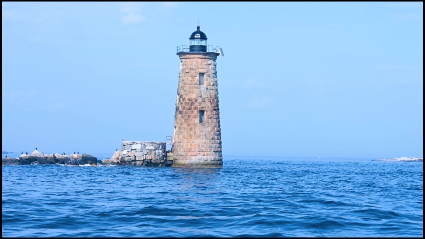 Footage of the Whaleback Lighthouse marking the entrance to the Piscataqua River in New Hampshire