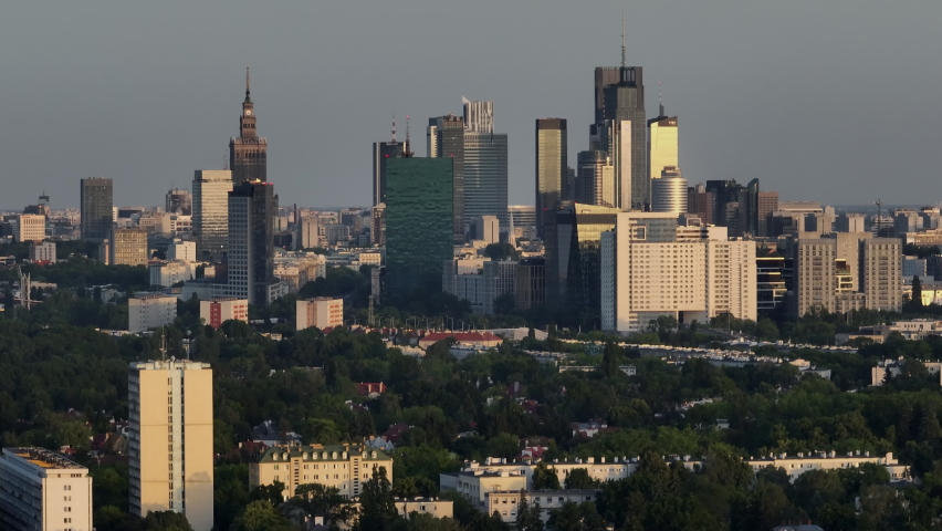 Downtown Warsaw Financial center. Warsaw is one of the most economical successful  capital in Europe in last few years.