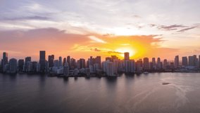 sunset timelapse of downtown miami