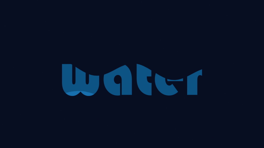 the inscription water appears in waves. liquid text animation. water, ocean, sea concept