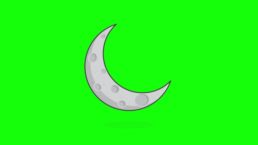 Crescent Moon On Green Screen Background. 3D Moon Animation | Shutterstock HD Video #1092390909