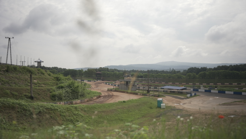 A dirt rally race track