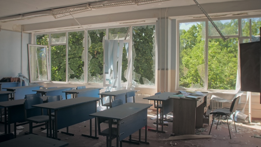 War destroy ruin sun civil peole school fire bomb rocket city Ukraine