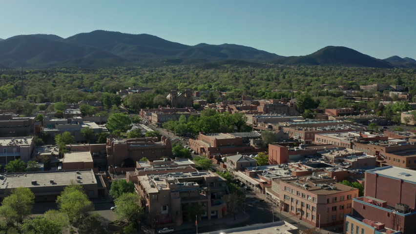 Aerial view of downtown Santa Fe New Mexico