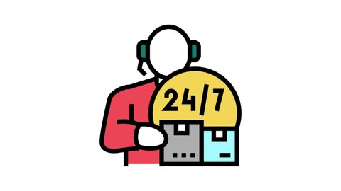 Customer Delivery Service Color Icon Animation Stock Footage Video (100 ...