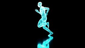 seamless background of a neon human figure running isolated on black, 3D holographic running man animation, loop, 3d render - Powered by Shutterstock - Get 15% off with code: PIKWIZARD15
