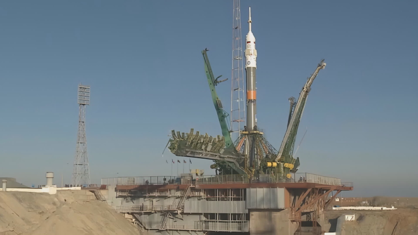 Space rocket (RKN) rocket Soyuz-FG with manned spacecraft Soyuz TMA-08M