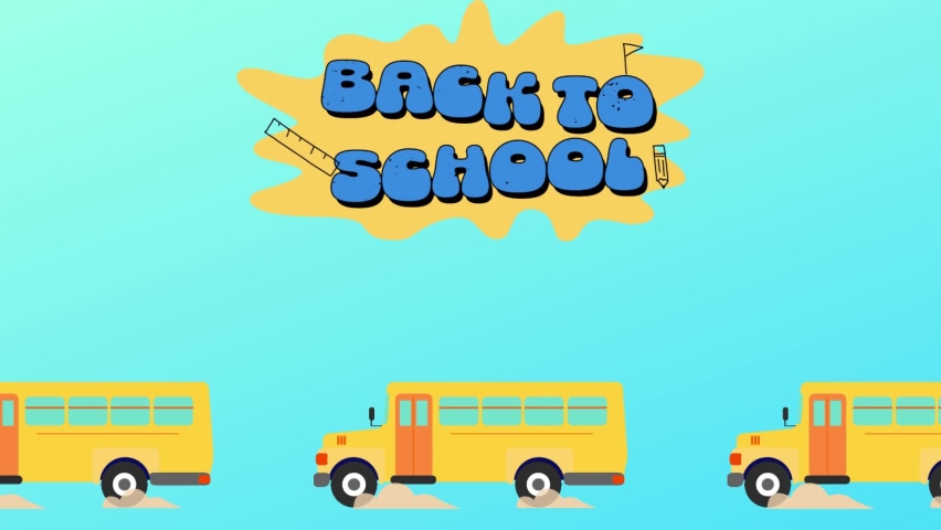 school bus animation, back to school bachground