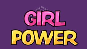 Digital animation of glossy girl power text over abstract hexagonal shape on purple background. Women empowerment concept - Powered by Shutterstock - Get 15% off with code: PIKWIZARD15